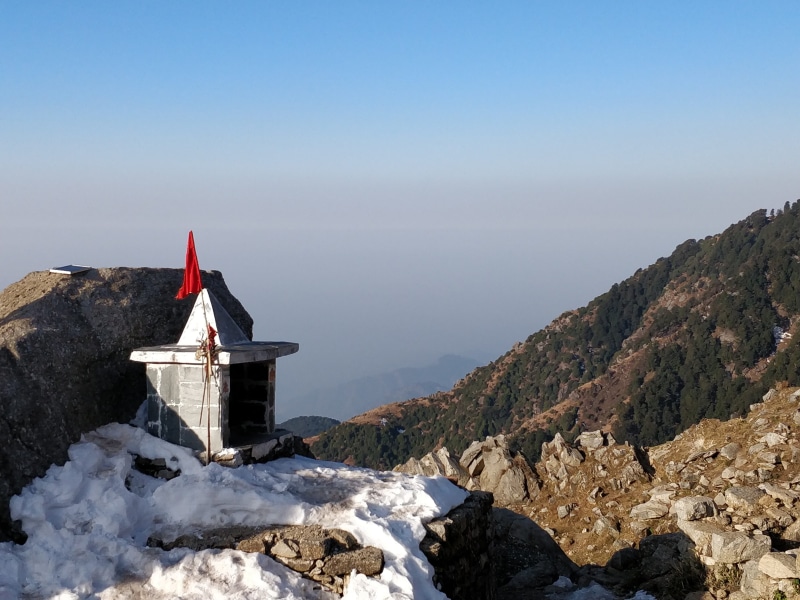 cold temperature, rock, copy space, snow, temple, non-urban scene, mountain peak, scenics - nature, solid, architecture, india, tranquil scene, himachal pradesh