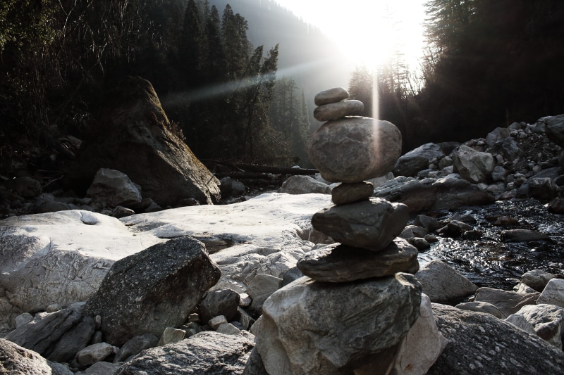 rock - object, rock, day, flowing water, plant, solid, remote, nature, tranquil scene, stream - flowing water, india, great himalayan national park, flowing