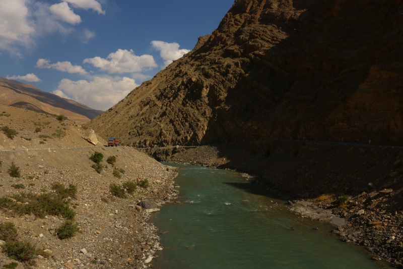 landscape, transportation, lake, beauty in nature, tranquil scene, non-urban scene, rock - object, himalayan mountains, outdoors, tranquility, rock, nature