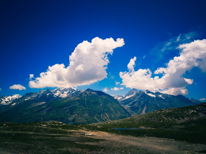 travel, spiti valley, mountain ridge, tranquil scene, environment, clouds, 2K, idyllic, valley, no people, snow, outdoors, sky, himalayas, cloud - sky