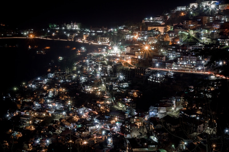 nightlife, houses, shimla manali, skyscraper, night, brazil, city, office building exterior, modern, city lights, 4K, mountain, aerial view, light, city life