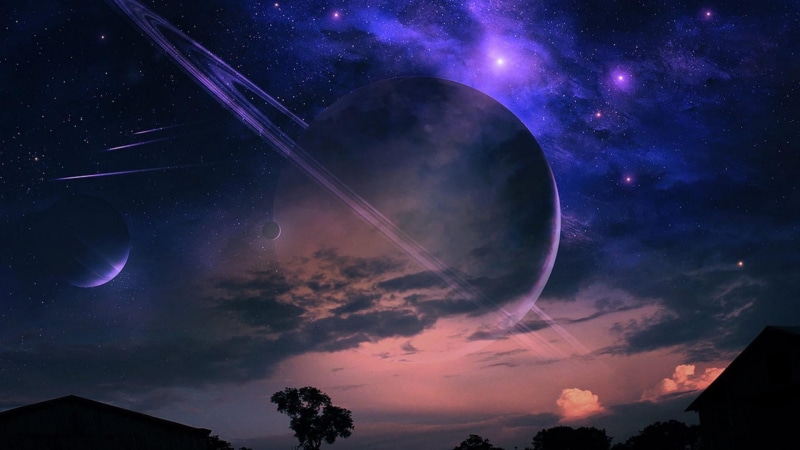 planet, star, tranquil scene, cloud - sky, planet - space, star - space, moon, astronomy, luminosity, jupiter, 1080P, planetary moon, sky, planets, nature