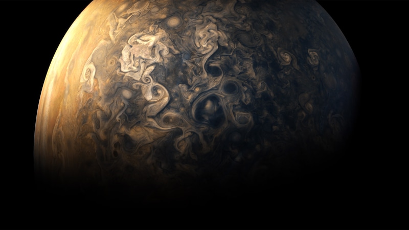 4K, atmosphere, Jupiter, black background, Solar System, planet