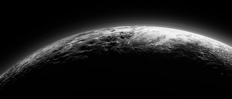 monochrome, planet, Pluto, space, 5K