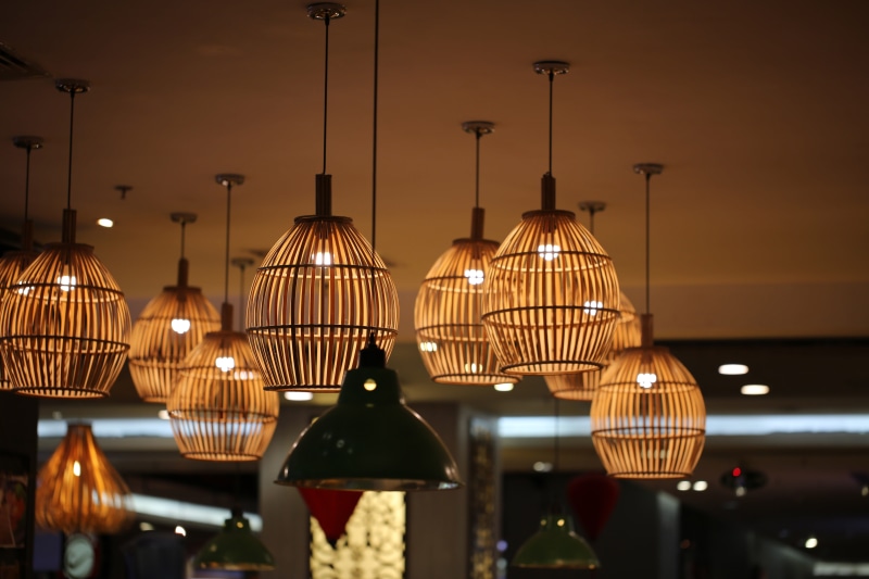 shape, hanging, 5K, night, electricity, electric Lamp, glowing, light, pattern, architecture, public domain, no people, pendant light, photos, illuminated