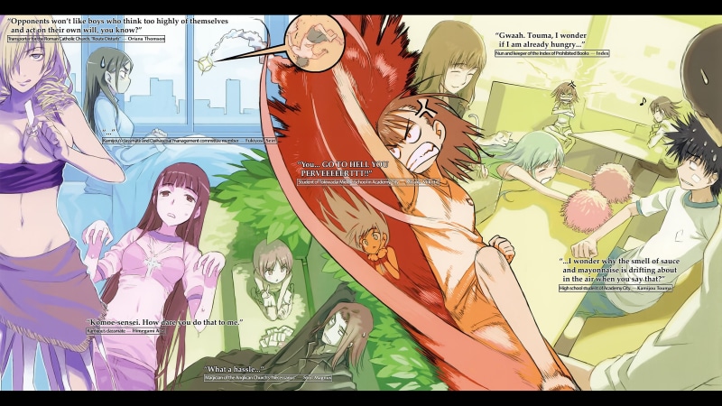 touma, misaka, komoe, 2K, kamijou, tsukuyomi, himegami, mikoto, thomson, oriana, shiina, magnus, stiyl, index, aisa, seiri, misuzu, fukiyose