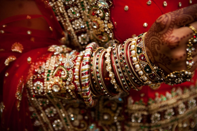 newlywed, wedding dress, hand, selective focus, bangle, bride, pebbles, luxury, beautiful woman, event, indian, woman, wedding, midsection, jewelry, close-up
