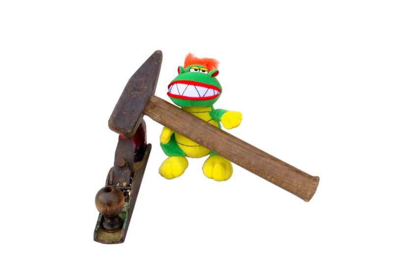 hammer, white background, toy, joy, alignment, tool, art and craft, carpenter, red, cut out, old, close-up, copy space, creativity, indoors, multi colored