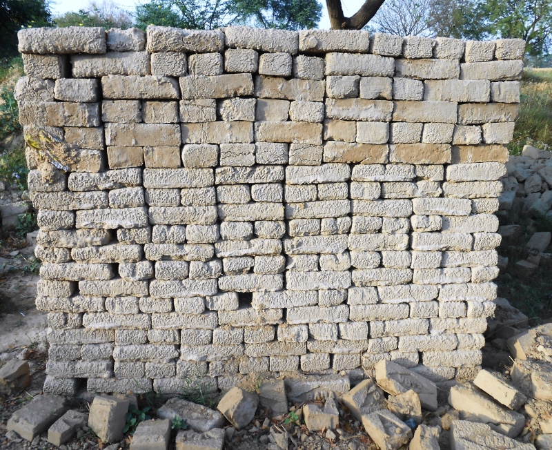 solid, clay, uncooked, bricks, weak, making, gray, skill, shape, vintage, design, wall, pot, aligned, stacked, visit, site, handicraft, holes, built structure