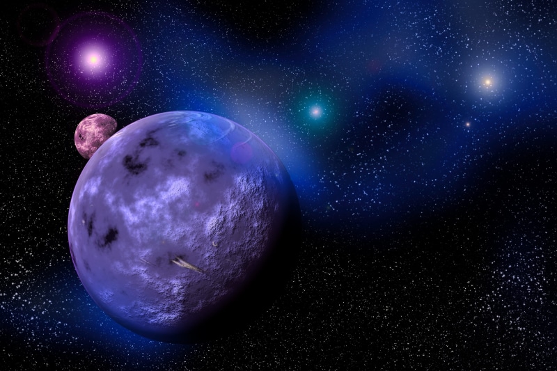 full moon, star field, night, darkness, fantasy, blue, purple, cosmos, planet, sky, mysterious, universe, photoshop, mystical, bright, scenics - nature