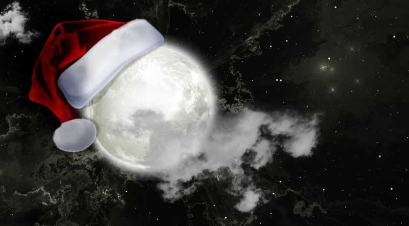mysterious, decor, light, cloud, digital composite, mood, scenics - nature, decoration, milky way, nature, traditionally, santa claus, photo montage, planet - space