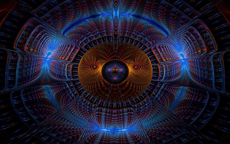 surrealism, geometric Shape, glowing, backdrop, blue, brown, backgrounds, digital, night, ceiling, rotation, illustration, pattern, directly below, nebula