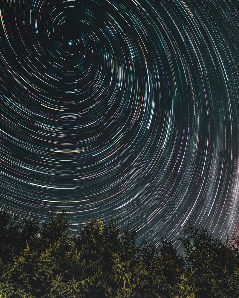 sky, space and astronomy, rotation, no people, motion, astronomy, star - space, tree, stars, scenics - nature, trees, space, star trail, beauty in nature