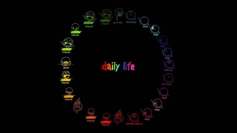 scheme, funny, multicolor, black, background, x, entertainment, life, art, infographics, Internet, hd, rainbows, wal, charts, 1080P