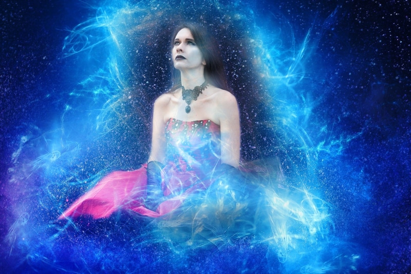 hair, illustration, eyes closed, wearing, women, one person, indoors, dress, mystic, magic, fashion, esoteric, nature, clothing, mystical, young adult