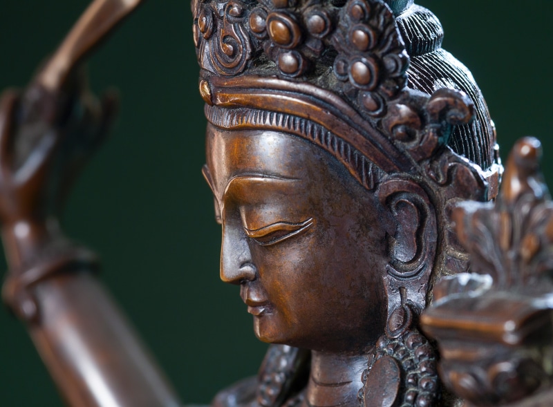 asia, representation, belief, bodhisattva, metal, tibet, religion, bronze, male likeness, ornate, architecture, spirituality, focus on foreground, statue