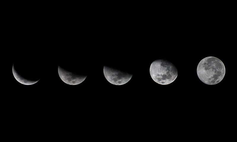 dark, night, 4K, half moon, space, nature, science, project, low angle view, five, copy space, change, moon, shape, planetary moon, moonlight, astronomy