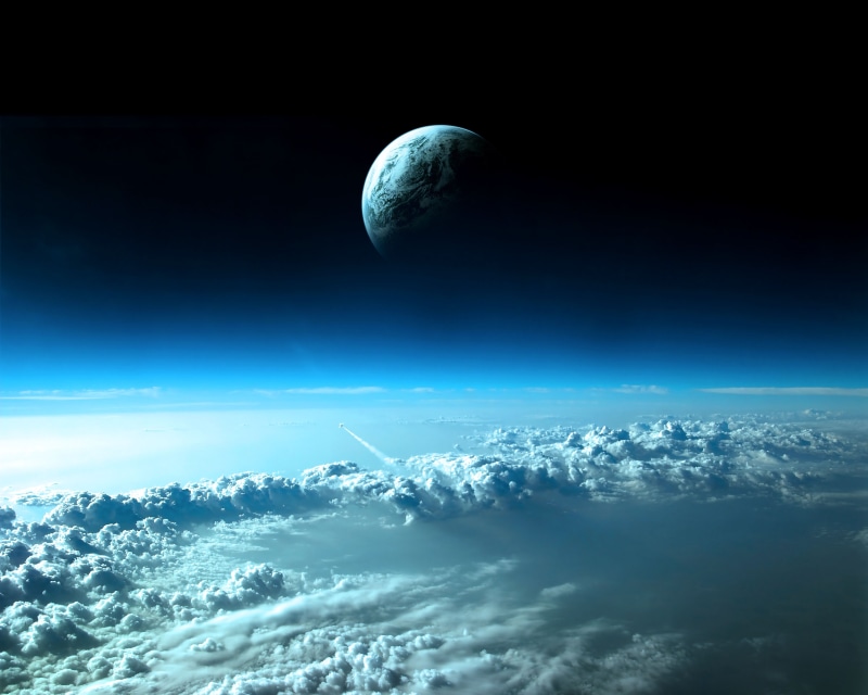 5K, idyllic, tranquility, beauty in nature, space, scenics - nature, astronomy, blue, digital composite, space art, space exploration, nature, night, moon
