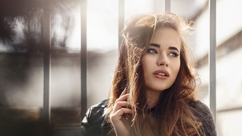 outdoors, headshot, portrait, teenager, contemplation, one person, beauty, hairstyle, blue eyes, face, human face, windy, women, looking away, young women