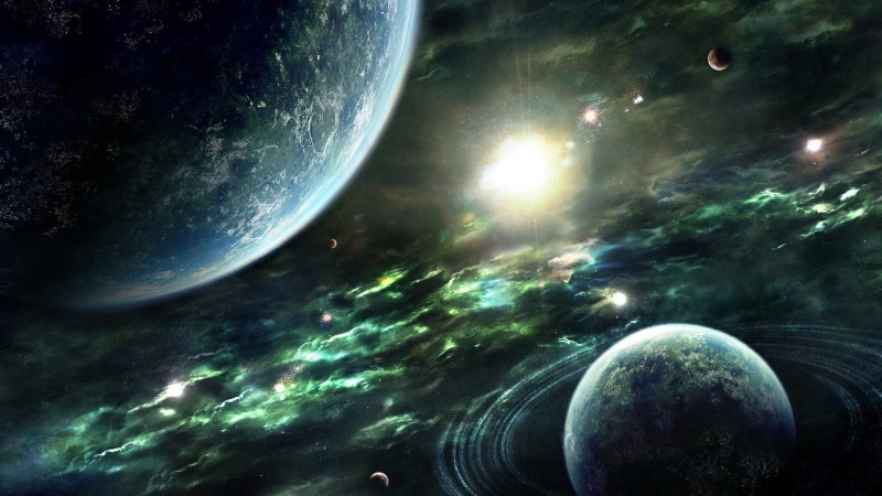 beauty in nature, moon, astronomy, planet - space, sky, space art, scenics - nature, plants, exploration, blue, stars, digital art, 1080P, night