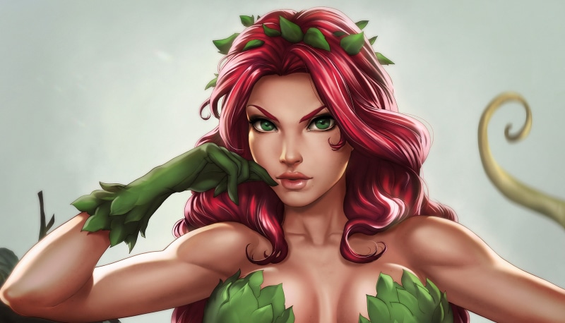 plant, 2K, Pamela Isley, girl, DC Comics, by Dandonfuga, Poison Ivy