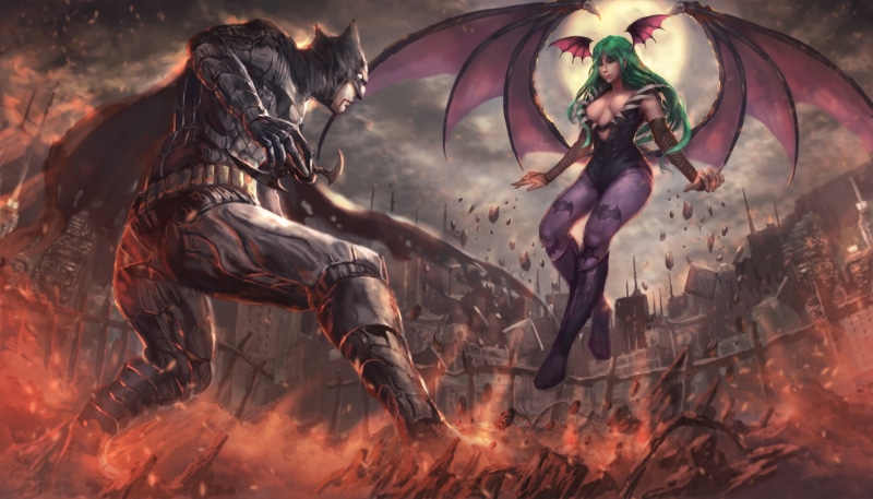 combat, battlefield, man, film, Bruce Wayne, hero, by brightknightcrusader, oppai, girl, Batman, fight, Capcon, Darkstalkers, game, 2K, animated film