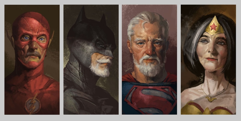 male likeness, wonder, old, backgrounds, digital composite, composite image, art and craft, facial Expression, creativity, close-up, front view, choice