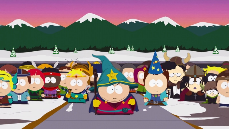 sky, outdoors, 1080P, no people, park, representation, South Park: The Stick Of Truth, architecture, inflatable, Butters, mountain range, Eric Cartman