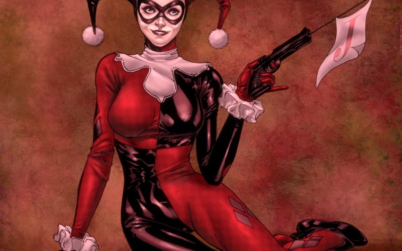indoors, red, futuristic, adult, clothing, digital art, 720P, human representation, DC Comics, beauty, one person, Joker, representation, women, studio shot