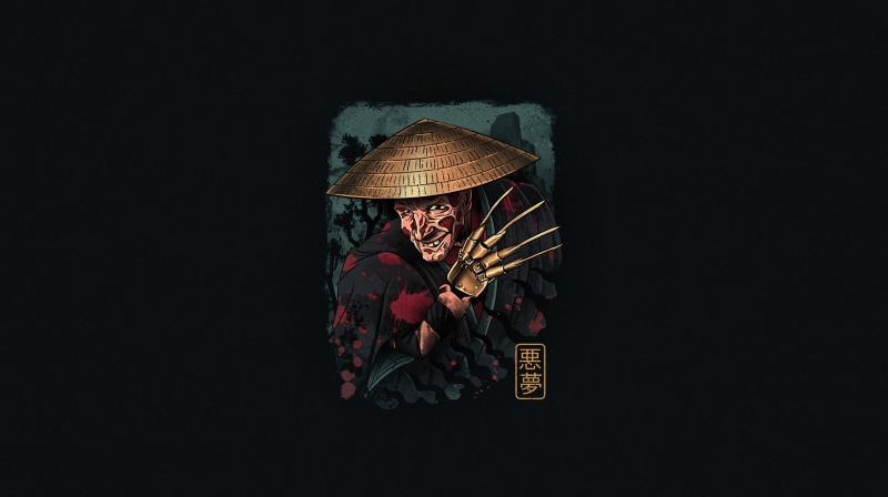 Art, Minimalism, Samurai Dreamer in ukiyo-e inspired design, Samurai, 1080P, Freddy Krueger, Ukiyo-e, The Samurai Dreamer, Vincenttrinidad, The Samurai