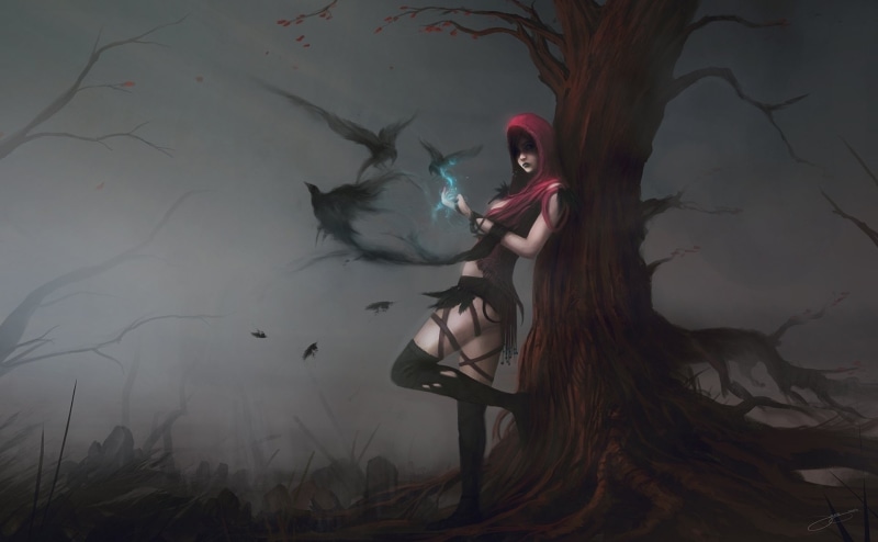 Morrigan (Dragon Age), walllpaper, black, character, Dragon Age: Origins, ravens, Dragon Age, Witch, 1080P, female, three