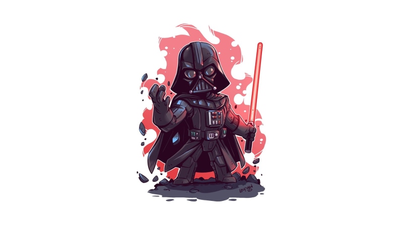 Star Wars, simple background, white background, Darth Vader, 1080P, artwork