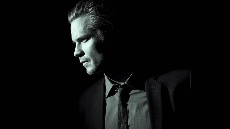 Timothy Olyphant, Raylan Givens, Hitman, federal agent, actor, Live  or Die Hard, pose, suit, black background, character federal agent, Deadwood, USA