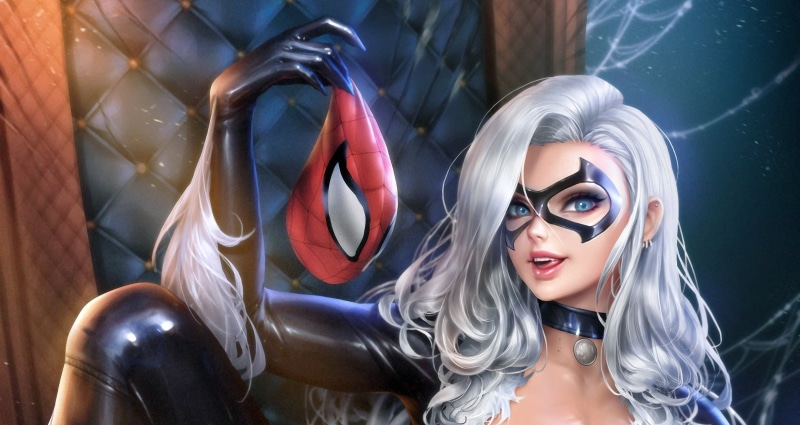 Marvel Comics, White Hair, Black Cat (Marvel Comics), Black Cat, Comics, 1080P, Blue Eyes