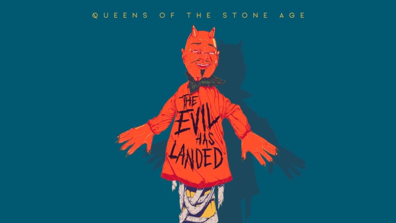 blue background, simple background, Queens of the Stone Age, 1080P, villains
