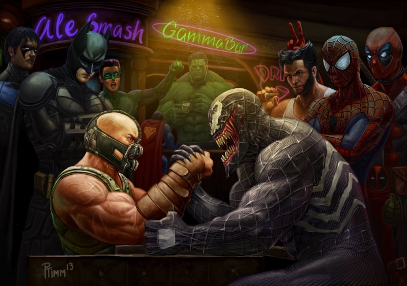 fantasy, spiderman, 2K, sports, villains, comics, art, hd, bar, marvel, artwork, wrestling, humor, comic, venom, monsters, wolverine, funny