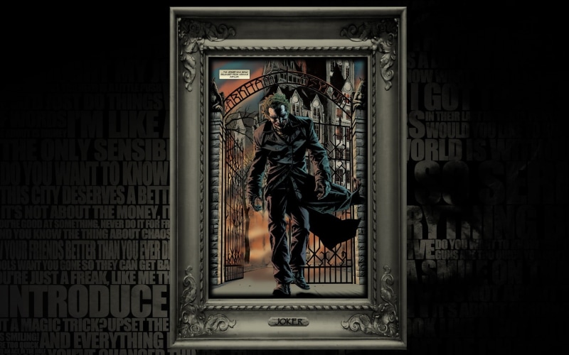 craft, building, architecture, human representation, Batman, indoors, statue, Joker, carving - craft product, female likeness, DC Comics, wooden, no people