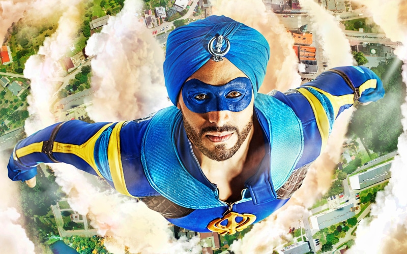 young adult, s, adult, one person, looking at camera, blue, incidental people, emotion, celebration, Bollywood Movies, poster, bollywood, men, jatt, superhero