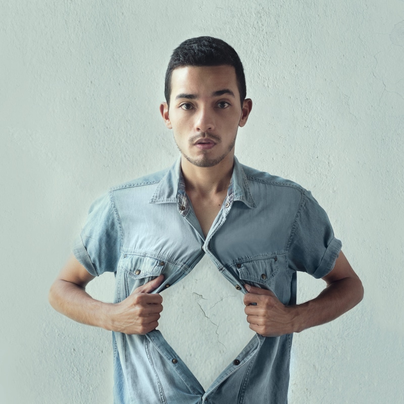 denim, confidence, standing, fashion, style, looking at camera, looking, facial expression, beautiful people, edited, model, 4K, denim shirt, wear, front view
