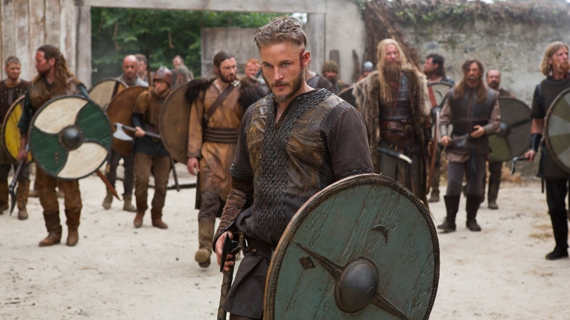 1080P, outdoors, tv series, males, leather, day, coat, brown, people, mammal, adult, Vikings (TV series), s, domestic animals, warrior, livestock, focus on foreground