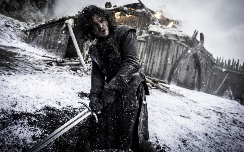 Jon Snow, curly hair, snow, actor, Game of Thrones, men, sword, Kit Harington, TV, 1080P