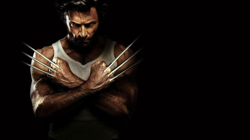 X-Men, black background, dark, adult, casual clothing, 1080P, contemplation, front view, young adult, beard, mid adult, X-Men Origins: Wolverine, copy space