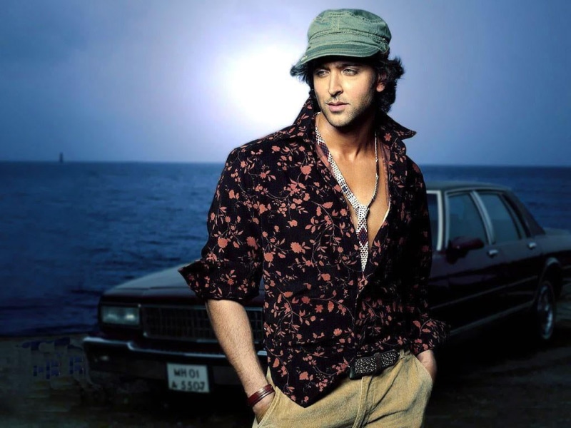 handsome men, shirt, clothing, black, roshan, actor, horizon over water, bollywood, hat, floral, mode of transportation, standing, portrait, sky, super star