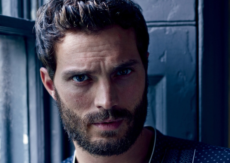 mid adult men, Jamie Dornan, serious, front view, headshot, portrait, body part, human face, beard, real people, 2K, facial hair, men, looking at camera