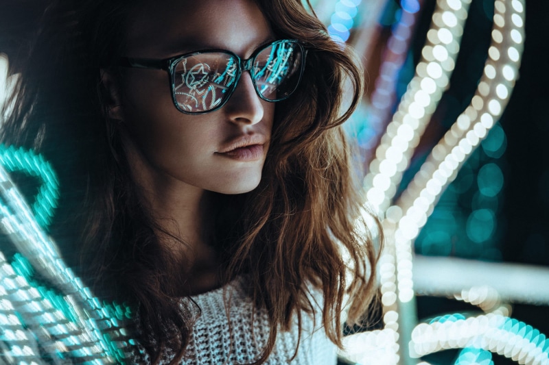 casual Clothing, looking, city Life, city, portrait, 1080P, adult, brown Hair, hair, illuminated, one Person, women with glasses, sunglasses, face, women