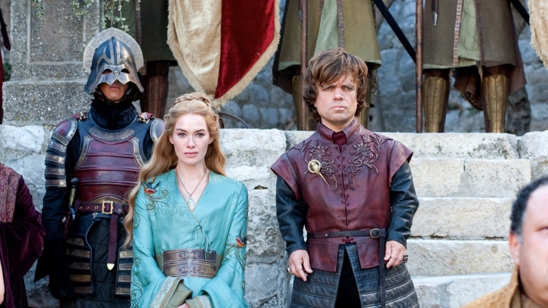 casual clothing, teenager, teenage boys, Cersei Lannister, togetherness, young adult, young women, Tyrion Lannister, front view, day, clothing, Peter Dinklage