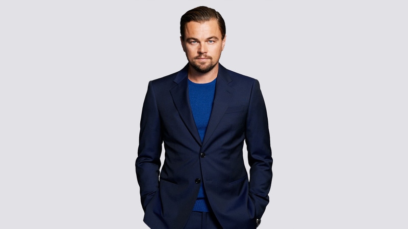 Leonardo DiCaprio, well-dressed, background, portrait, studio shot, young men, standing, front view, indoors, suit, white background, actor, waist up, men