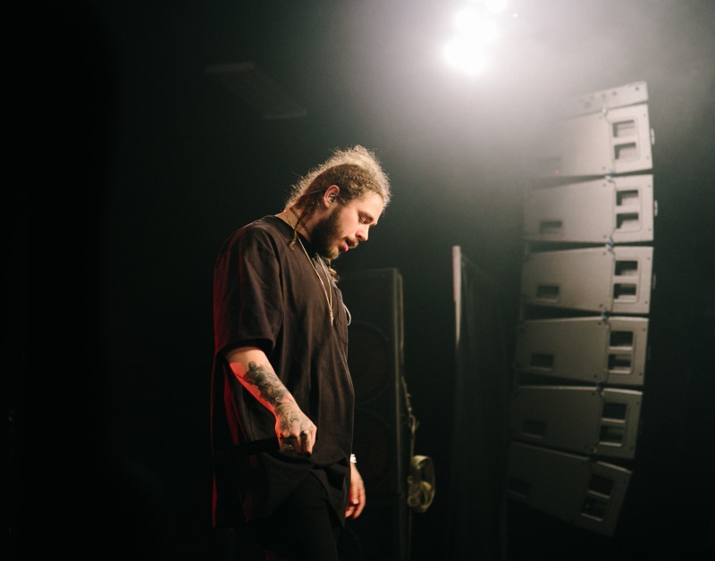 business, hd, music, 2K, one person, three quarter length, post malone, dark, standing, males, adult, hairstyle, waist up, black background, concentration