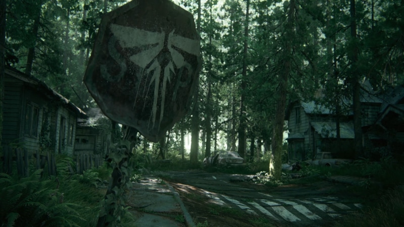 road, forest, direction, built structure, transportation, sign, building, 1080P, The Last of Us Part 2, land, Ellie, architecture, The Last of Us 2, building exterior