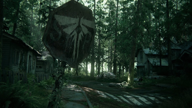 forest, wet, architecture, transportation, built structure, tree trunk, trees, direction, green, The Last of Us 2, the way forward, building exterior, footpath